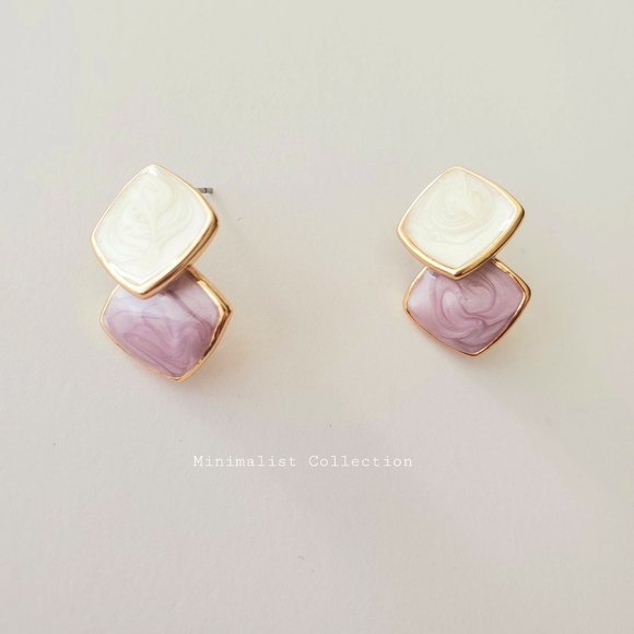 Jewelry - Minimalist Assymetrical Pastel Acrylic Earrings